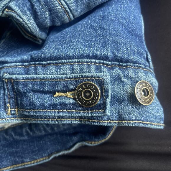 Goodfellow Jacket Mens XL Blue Sherpa Lined Denim Trucker Faux Fur Collar Button - Picture 5 of 10